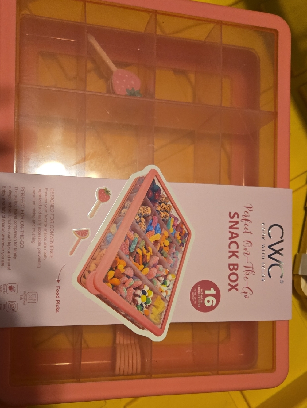 CWC Pink 16-Compartment Snack Box